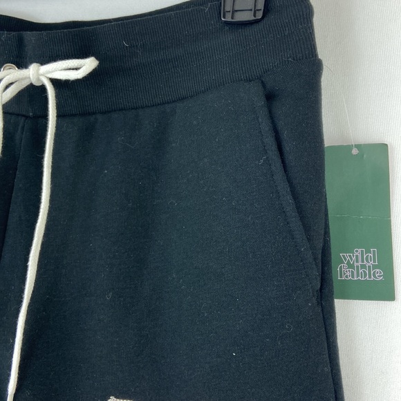 Reworked Up Cycled Flower Black Joggers Size M - Picture 2 of 7